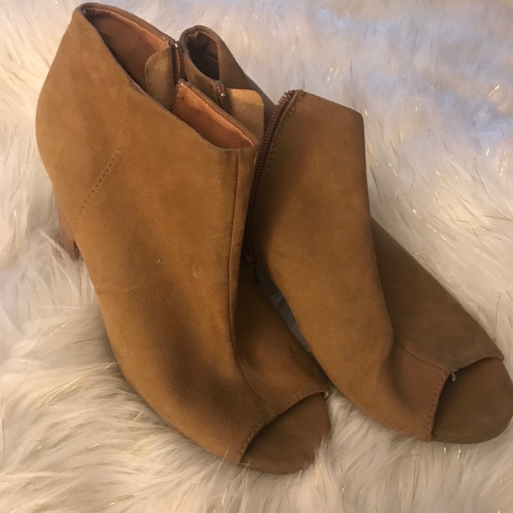 Qupid Vegan Swede Open-Toe Booties - image 2